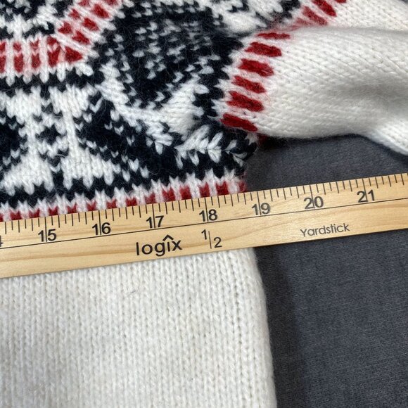 Abercrombie & Fitch Fair Isle Knit Sweater White/Red/Navy Wool Blend Womens XS - Picture 9 of 9